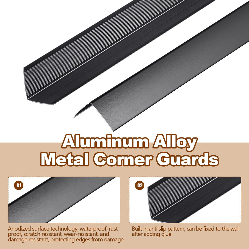 Therwen black corner guards installation view demonstrates easy adhesion.