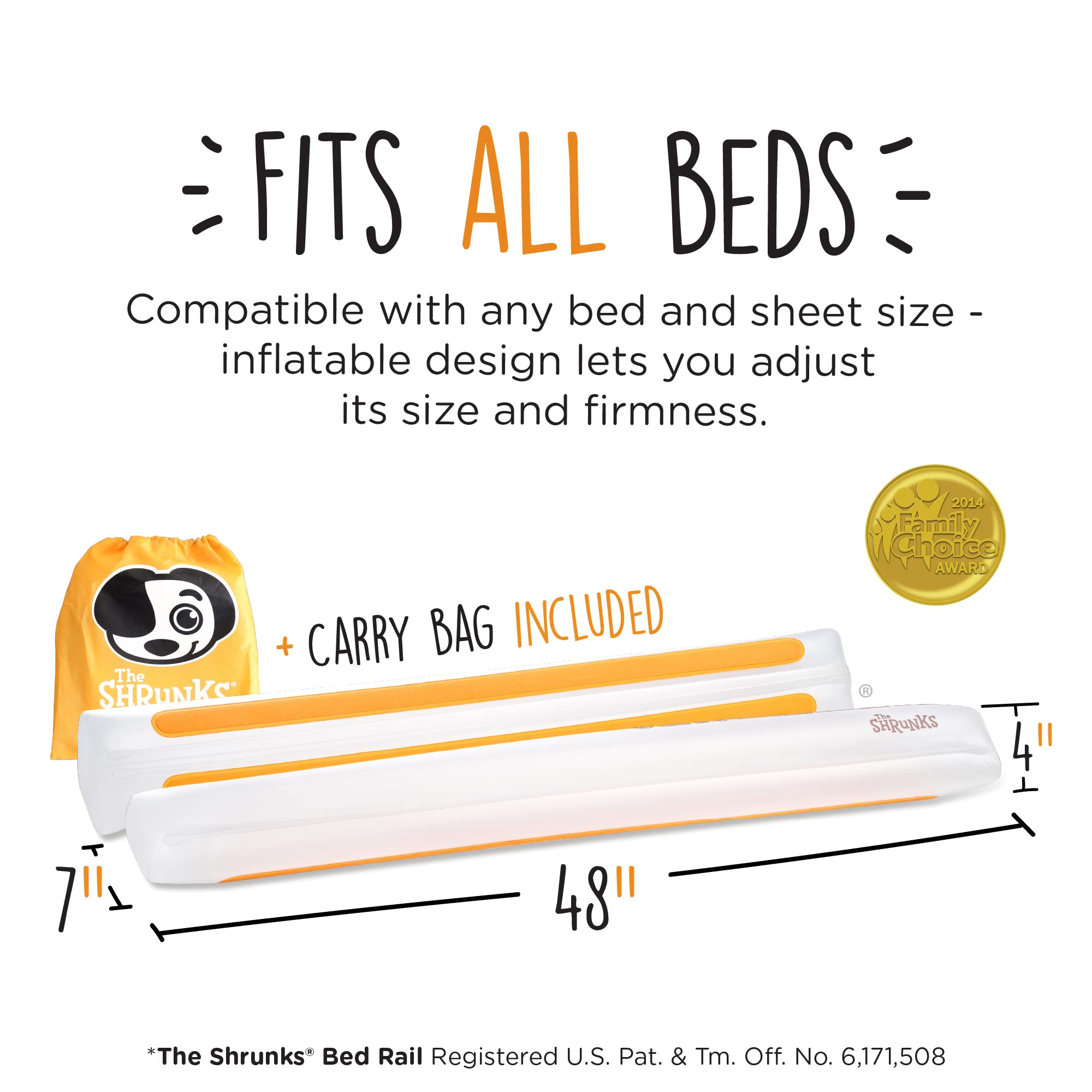 The Shrunks bed rail length 48 inches illustrates universal bed compatibility
