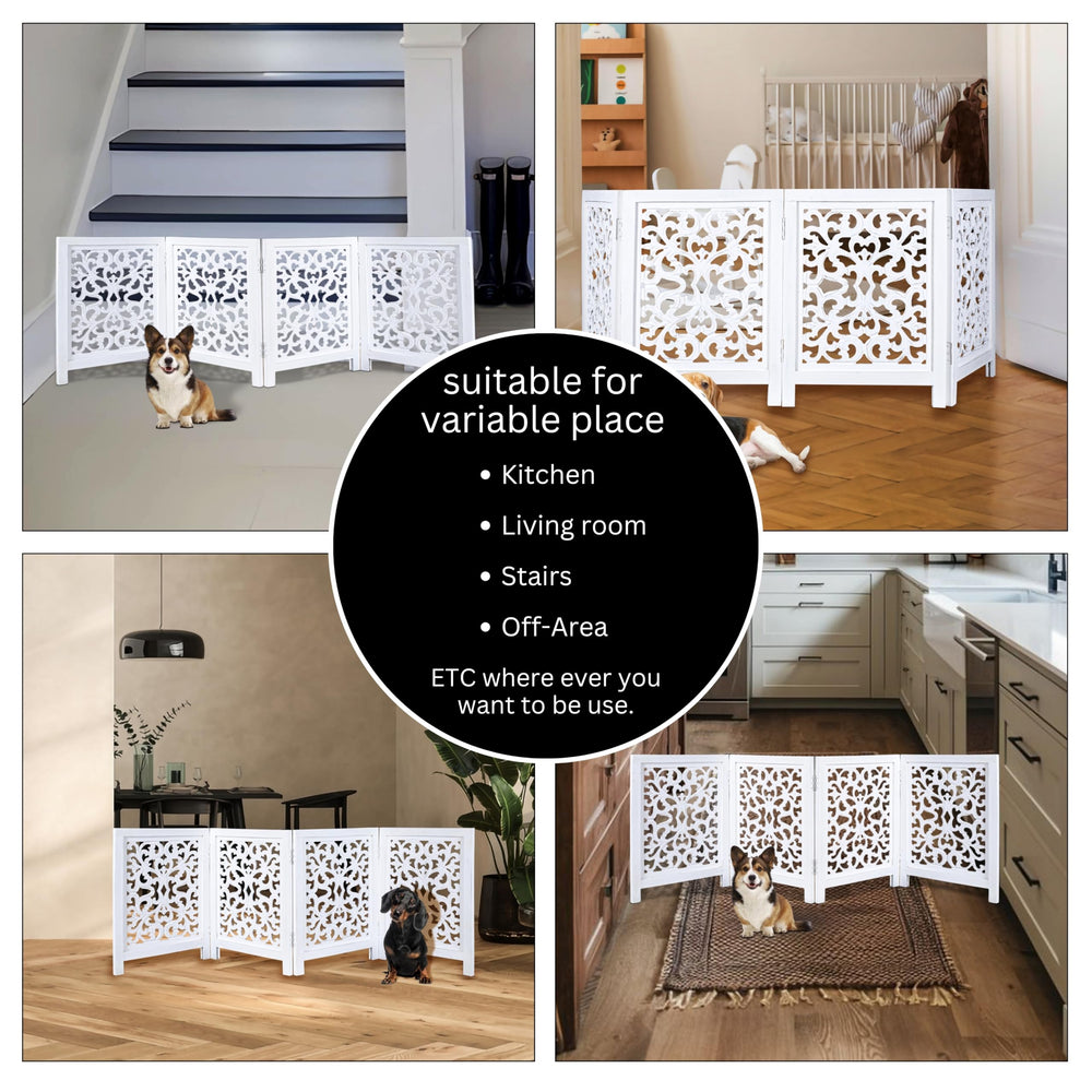 The Wooden Town foldable gate wide in staircase setup for multi-level spaces.