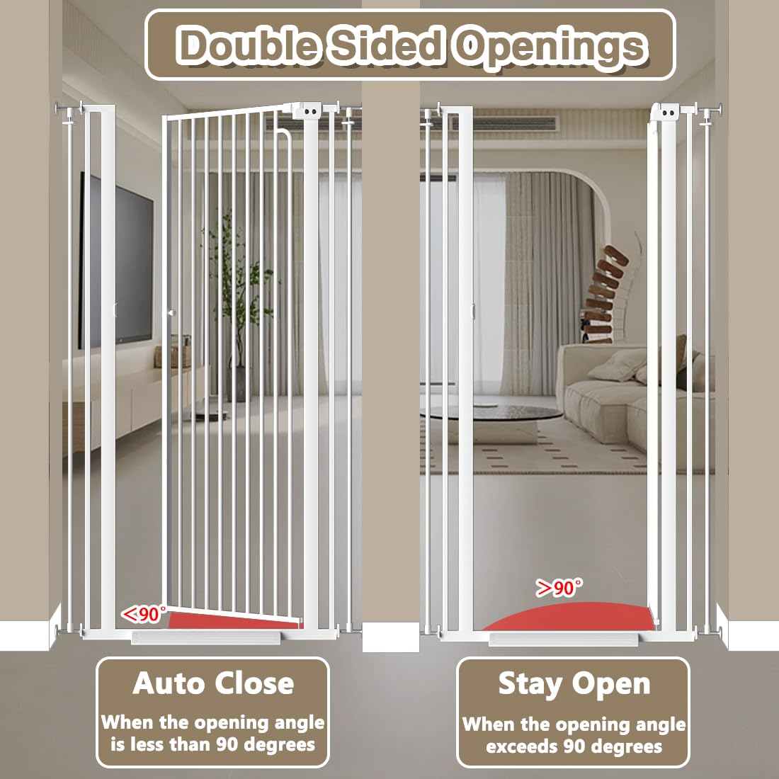 THEYFIRST clear 180-degree swing design ensures easy passage in busy homes.