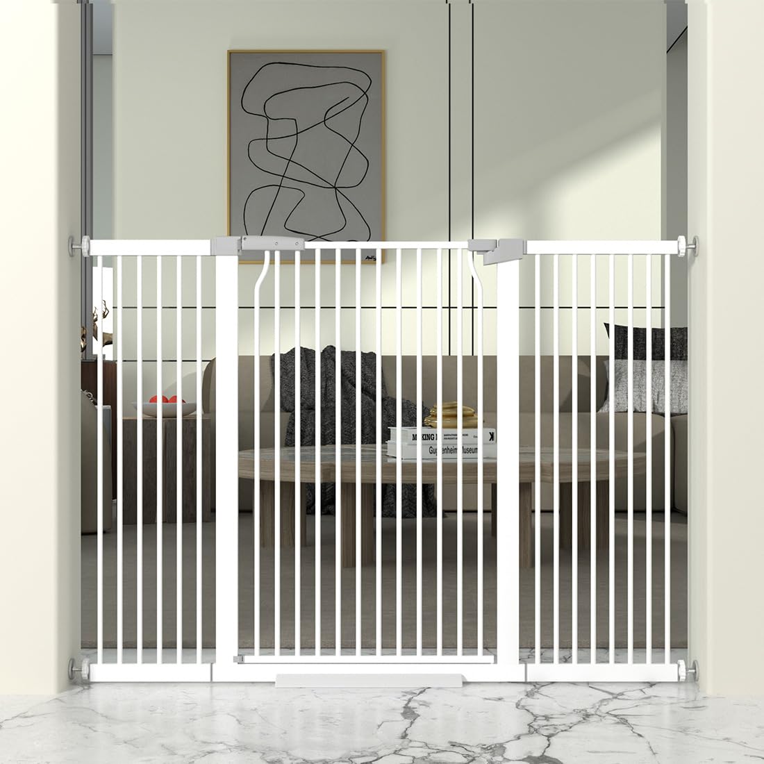TheyFirst 41-inch cat gate height protects stairs and doorways from jumping