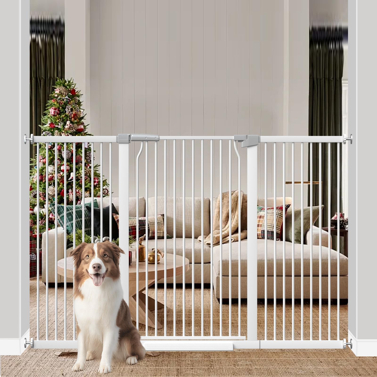 THEYFIRST 41inch extra tall gate doorway demonstrates pet containment in a doorway.