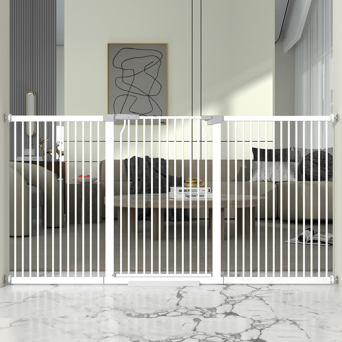 THEYFIRST 41-inch extra tall gate overview, showcasing tall height for pet and child safety in doorways