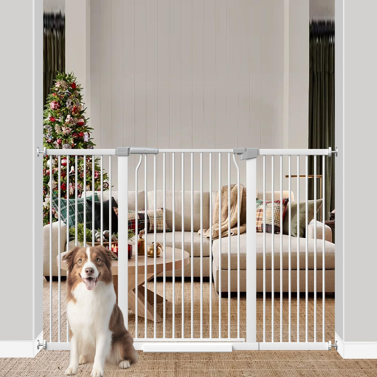 THEYFIRST 41-inch extra-tall gate for doorway, durable barrier.