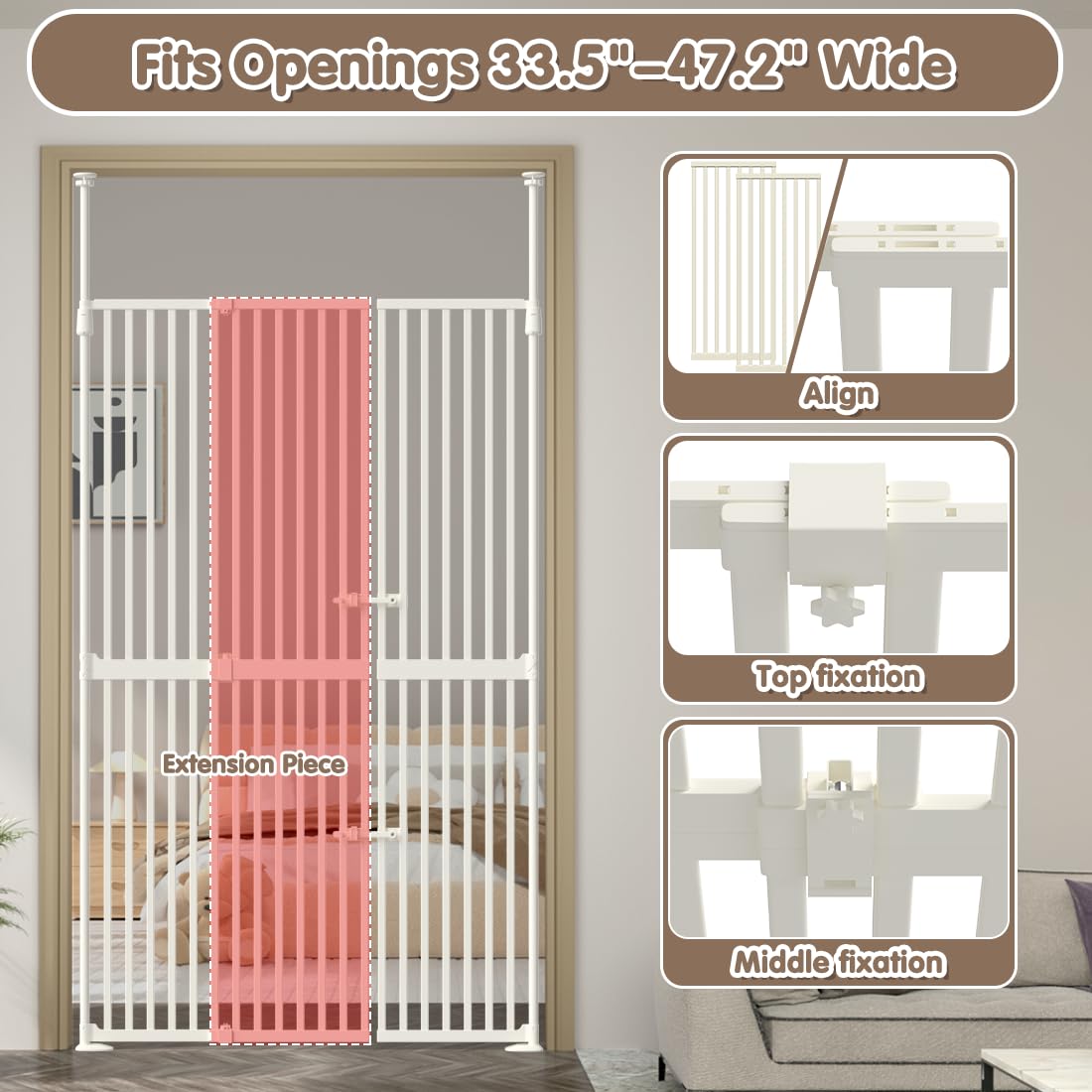THEYFIRST cat gate easy installation no drilling protects walls