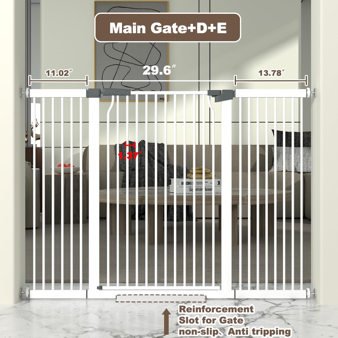 TheyFirst cat gate expansion kit shows adjustable width for widest doorways