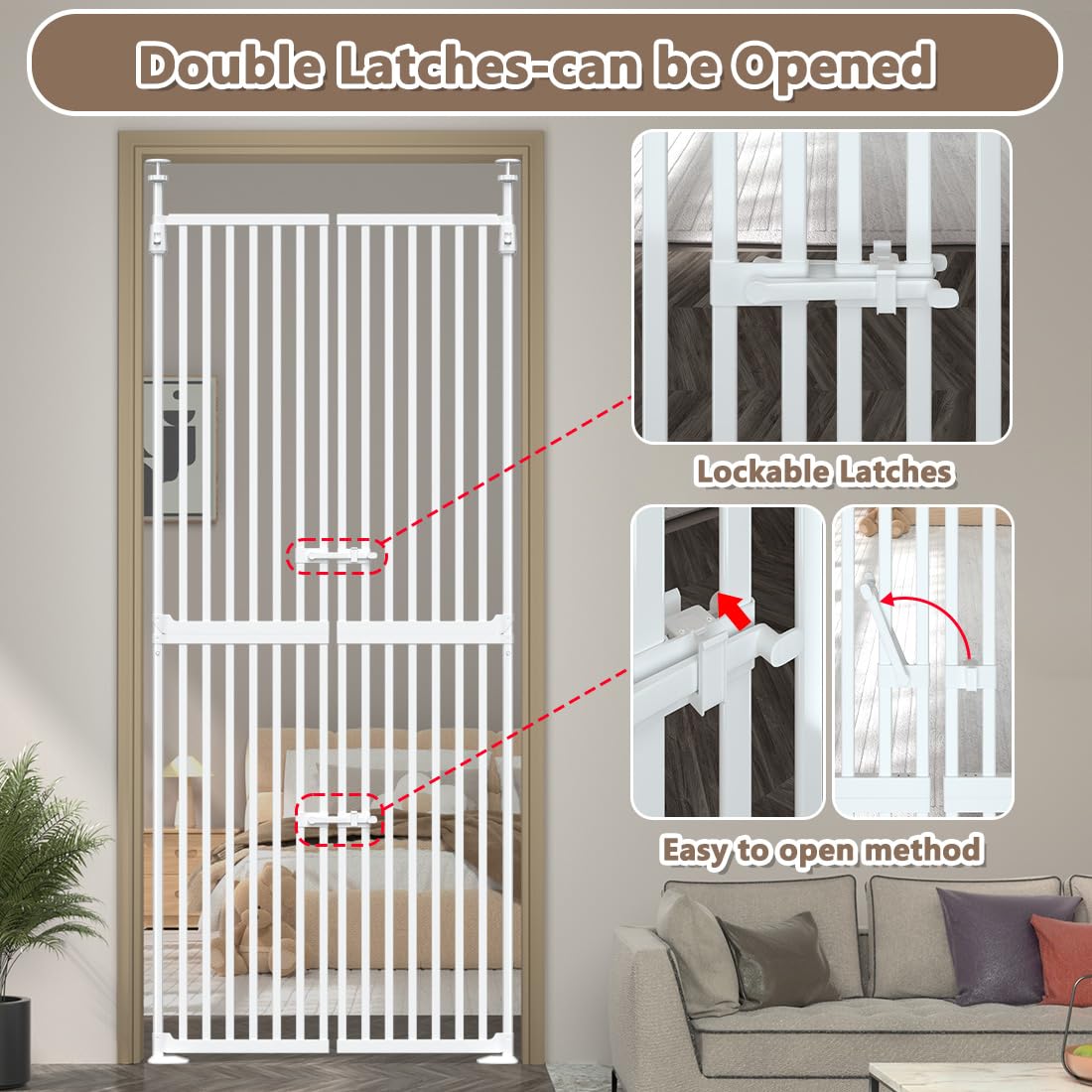 THEYFIRST cat gate no-drill installation demonstrates damage-free setup.