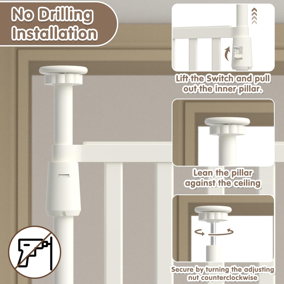 THEYFIRST cat gate white metal finish blends with decor and durability