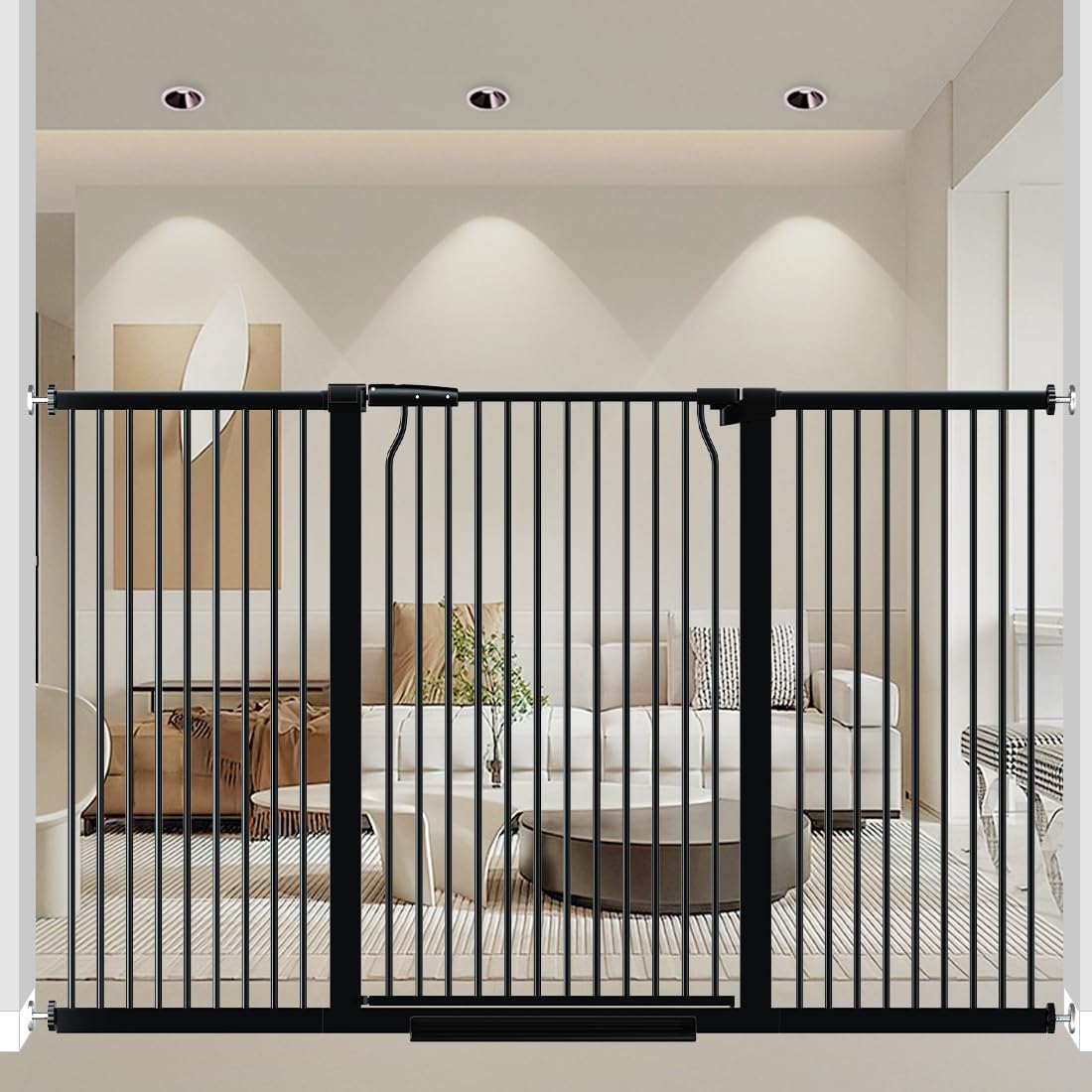 THEYFIRST dog gate shows 40.55-inch height for added safety