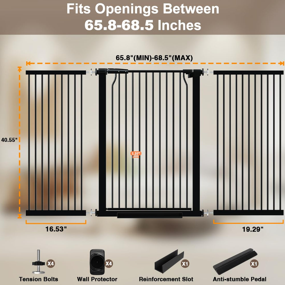 THEYFIRST black-finish gate frame conveys sleek, durable home integration.