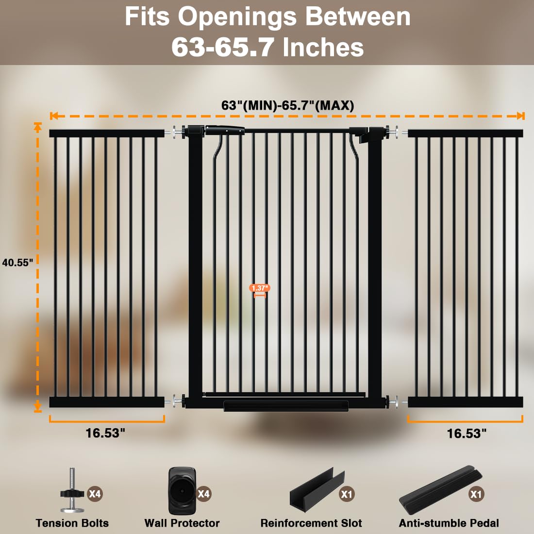 THEYFIRST dog gate walk-through door enables easy adult passage
