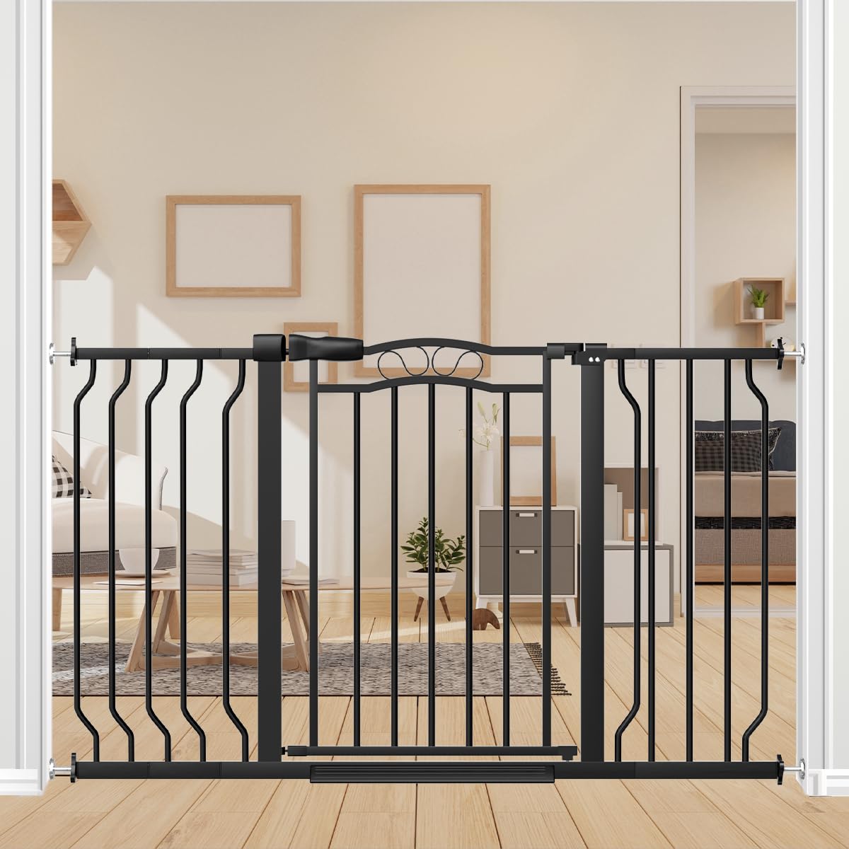 THEYFIRST easy-install design with pressure bolts protects walls during setup.