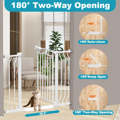 THEYFIRST extra wide gate dual-lock highlights childproof protection with one-handed operation.