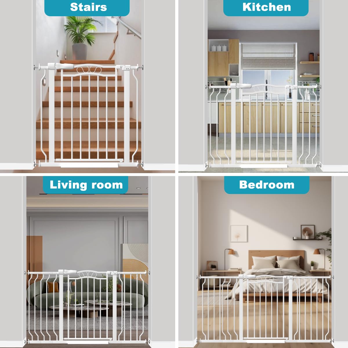 THEYFIRST extra wide gate family-use shows pets and kids safely contained.