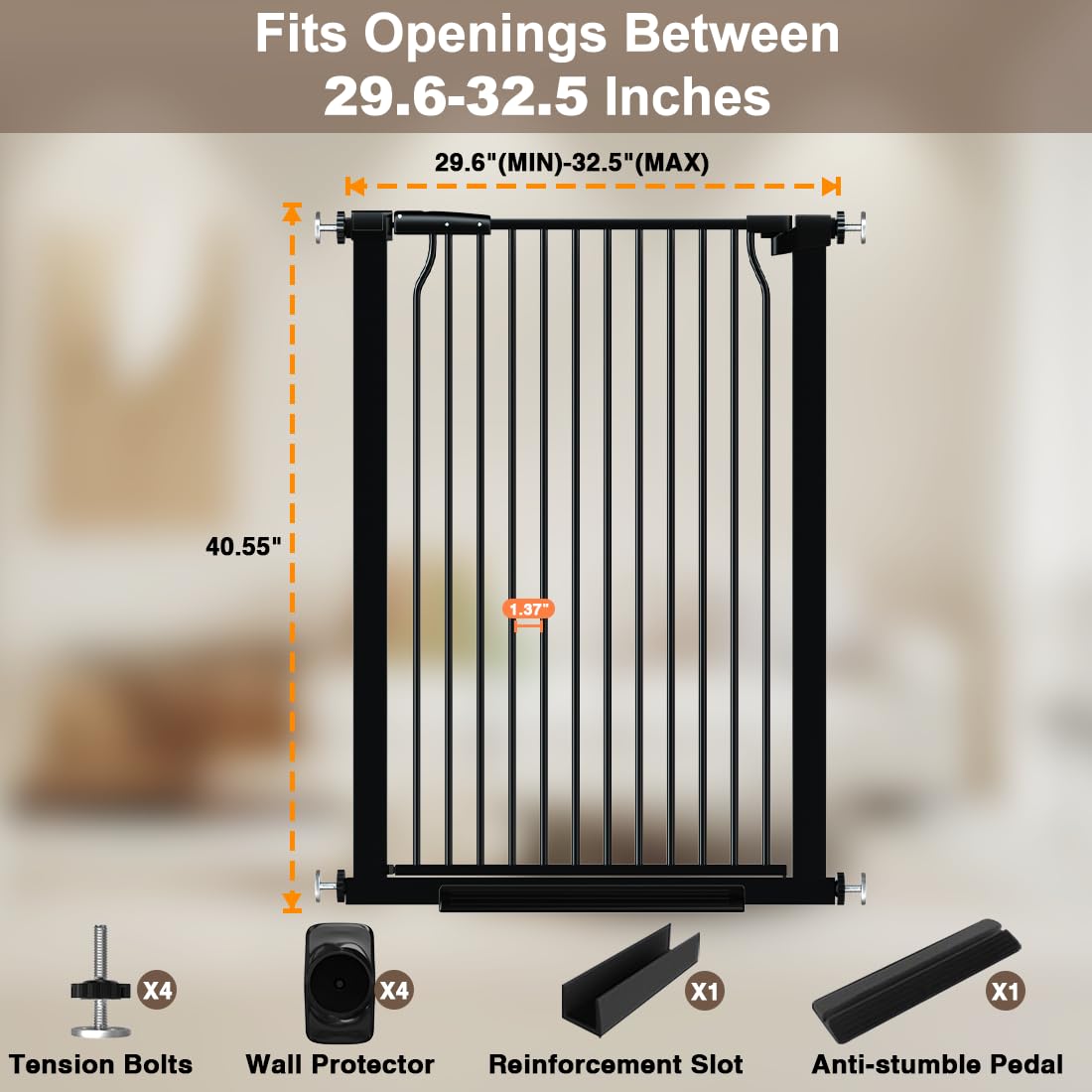 THEYFIRST narrow 1.37-inch gap interior gate keeps kids contained.