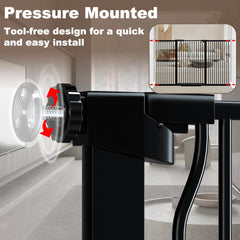 THEYFIRST pressure-mounted installation enables tool-free setup on wide openings.