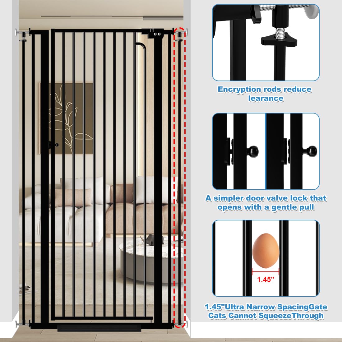 THEYFIRST pressure-mounted install demonstrates tool-free, renter-friendly setup for quick pet barriers.