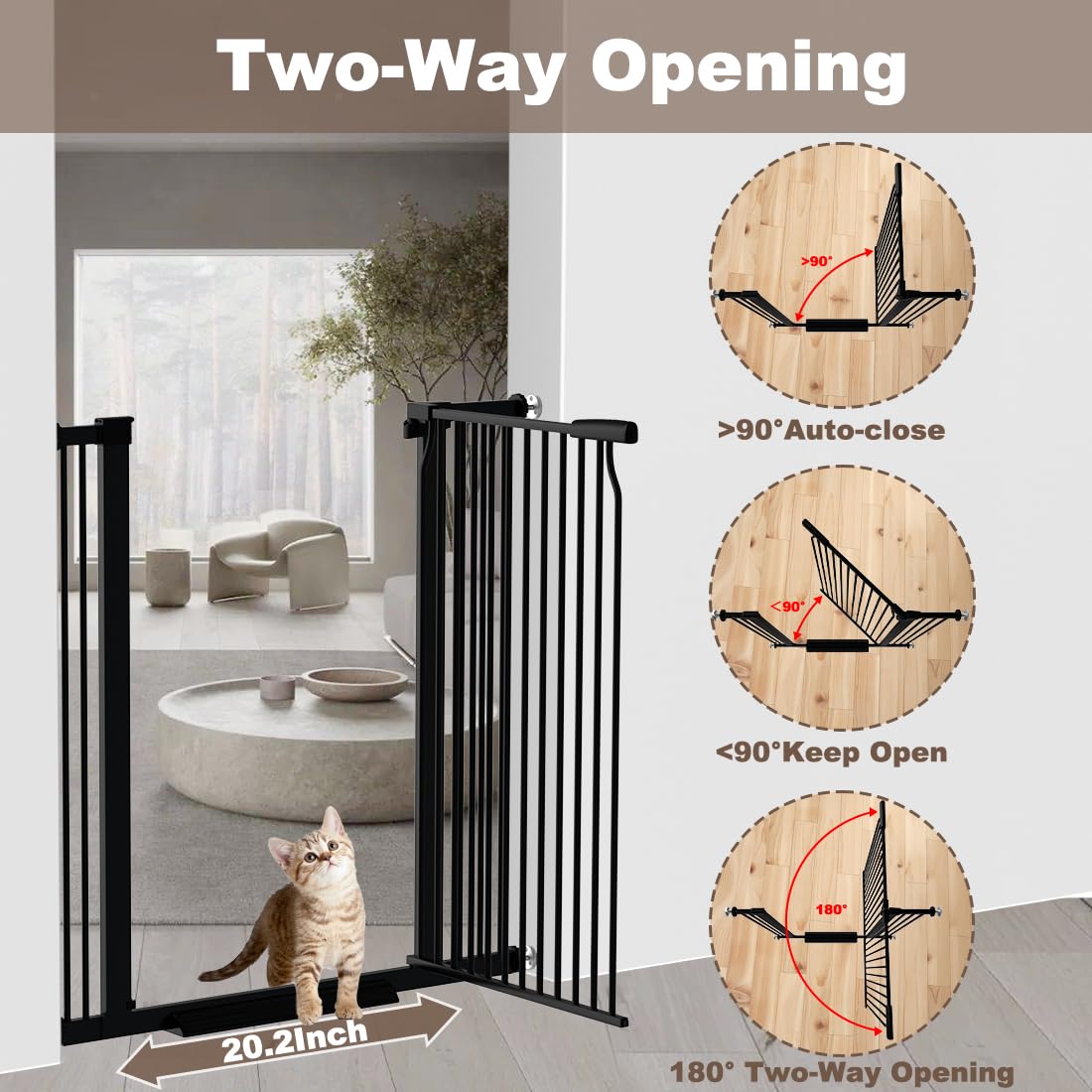 THEYFIRST tall gate for stairs adds safety for toddlers and pets.