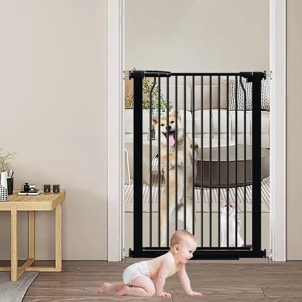 THEYFIRST versatile indoor dog gate adapts to multiple frames for doorway use.