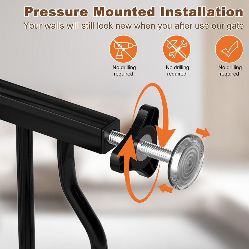 THEYFIRST 30-inch tall gate secures high-traffic areas while maintaining easy access.