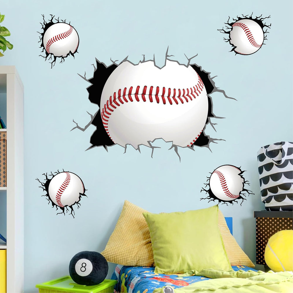 THEYGE 3D sport balls wall decal creates dynamic room art for playrooms.