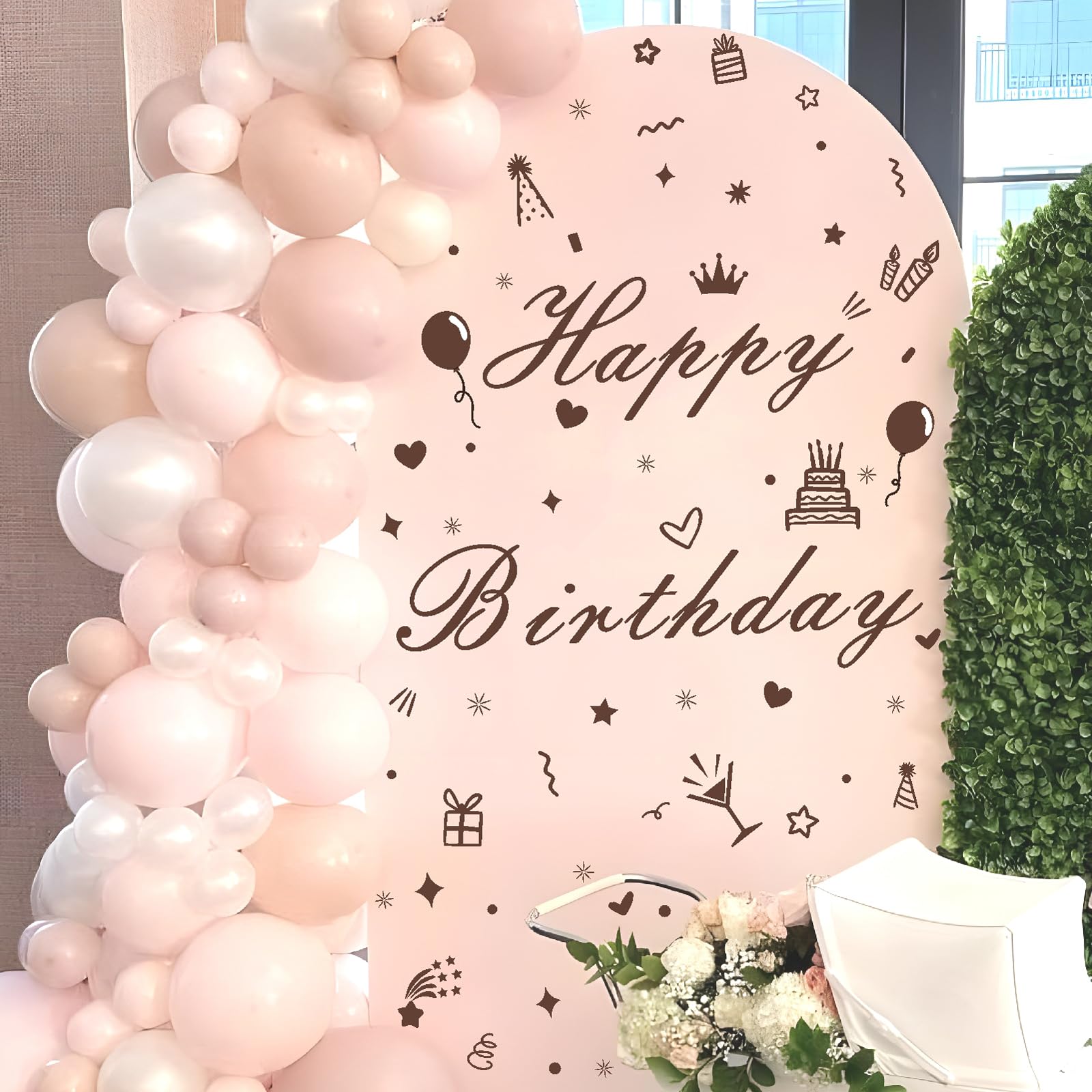 THEYGE backdrop arch decals highlight the focal birthday moment for photos