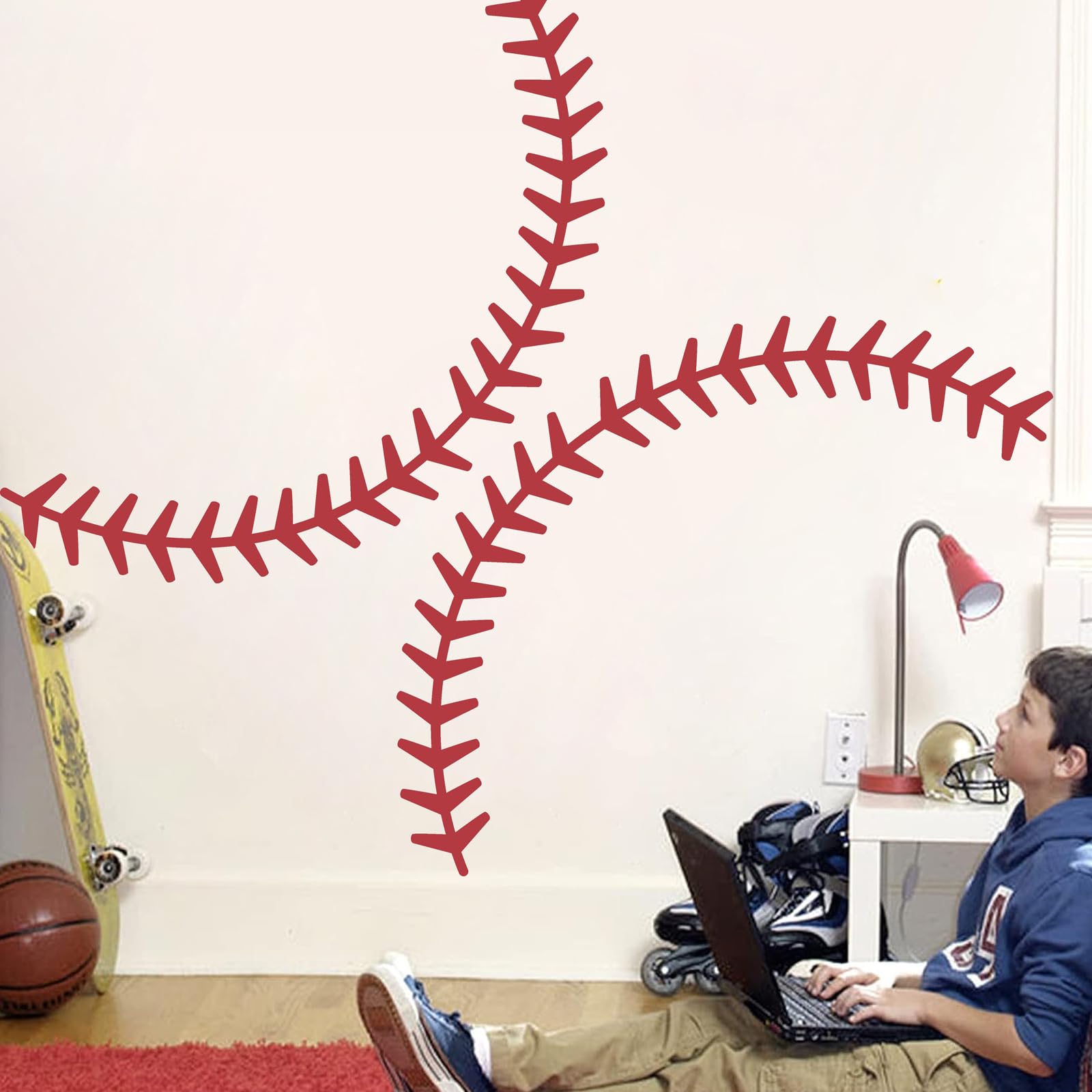 Theyge baseball wall decals for boys room quick transformation with wipe-clean finish.