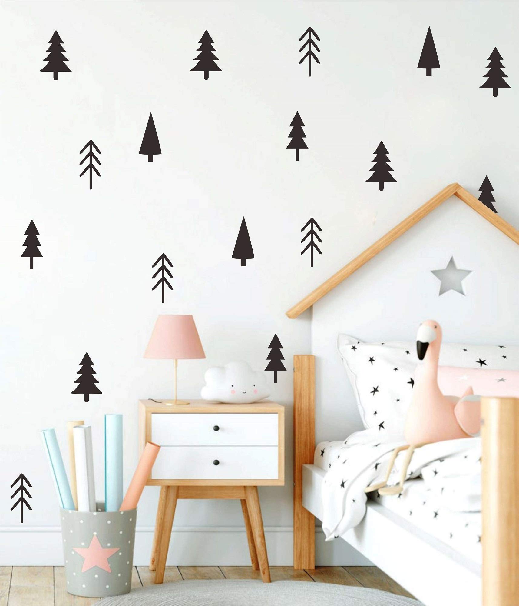 THEYGE black tree wall sticker on wall enhances kids spaces with striking silhouette.