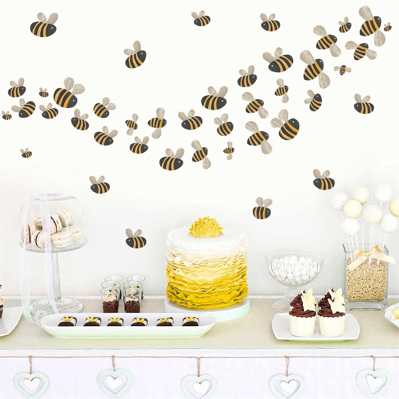 THEYGE boho bee wall decals for nursery soft watercolor style