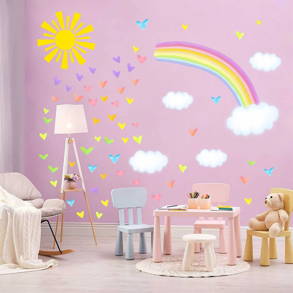 THEYGE colorful rainbow wall stickers add vibrant decor to kids' rooms.