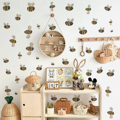 THEYGE cute bee wall sticker watercolor bee set for nursery easy peel-and-stick