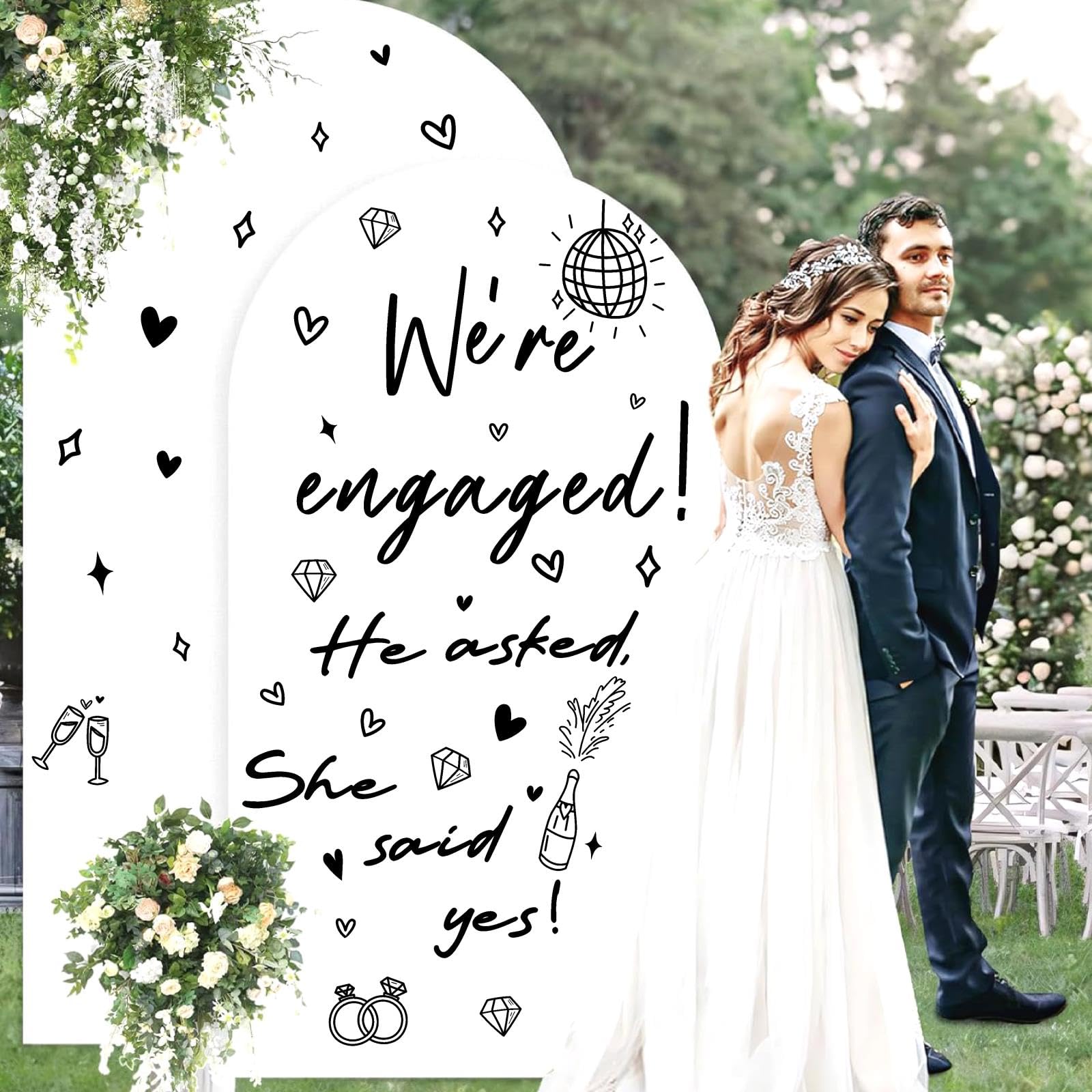 THEYGE wedding backdrop decal creates a smooth, photo-ready backdrop for walls.