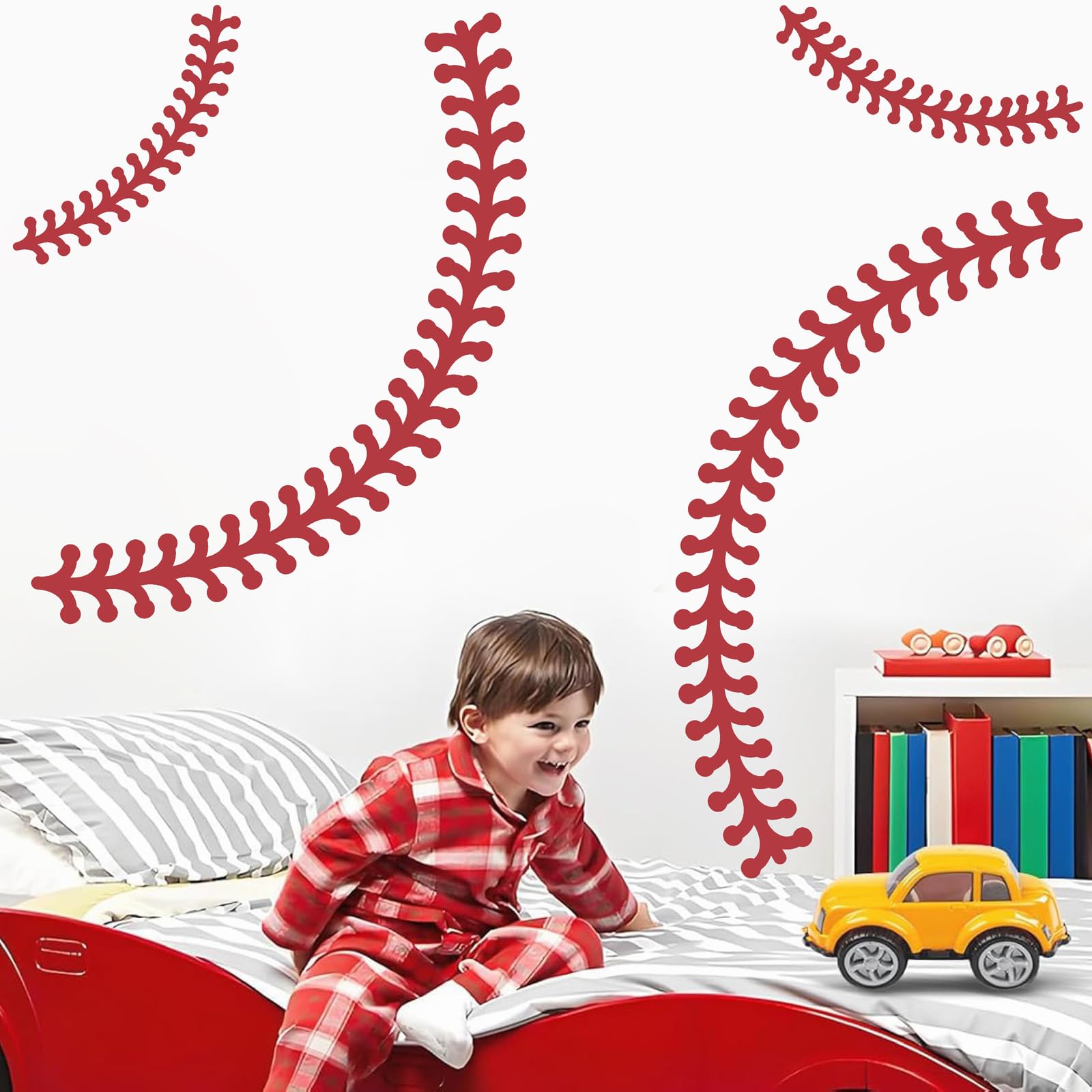 THEYGE extralarge baseball stitches decal adds dramatic pattern for playrooms and bedrooms