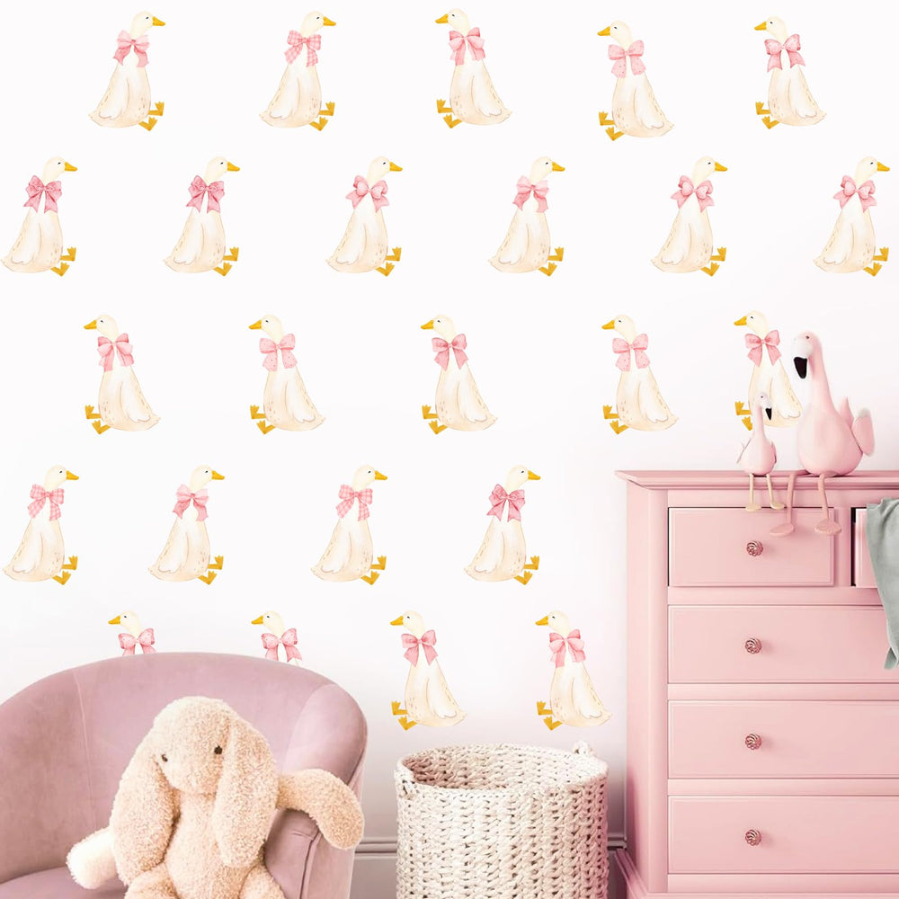 THEYGE boho goose decals with pink bow brighten baby rooms