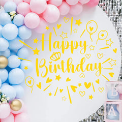 THEYGE gold birthday backdrop decal for quick, elegant party backdrops