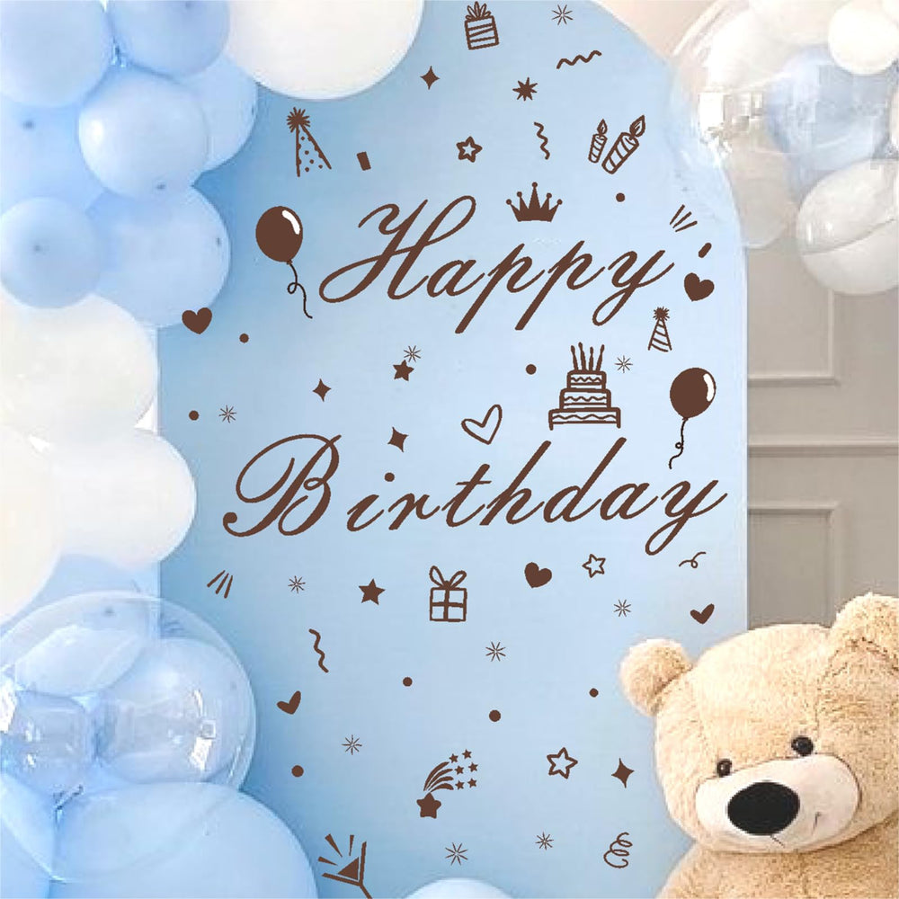 THEYGE happy birthday decal sheet for a removable backdrop in neutral brown