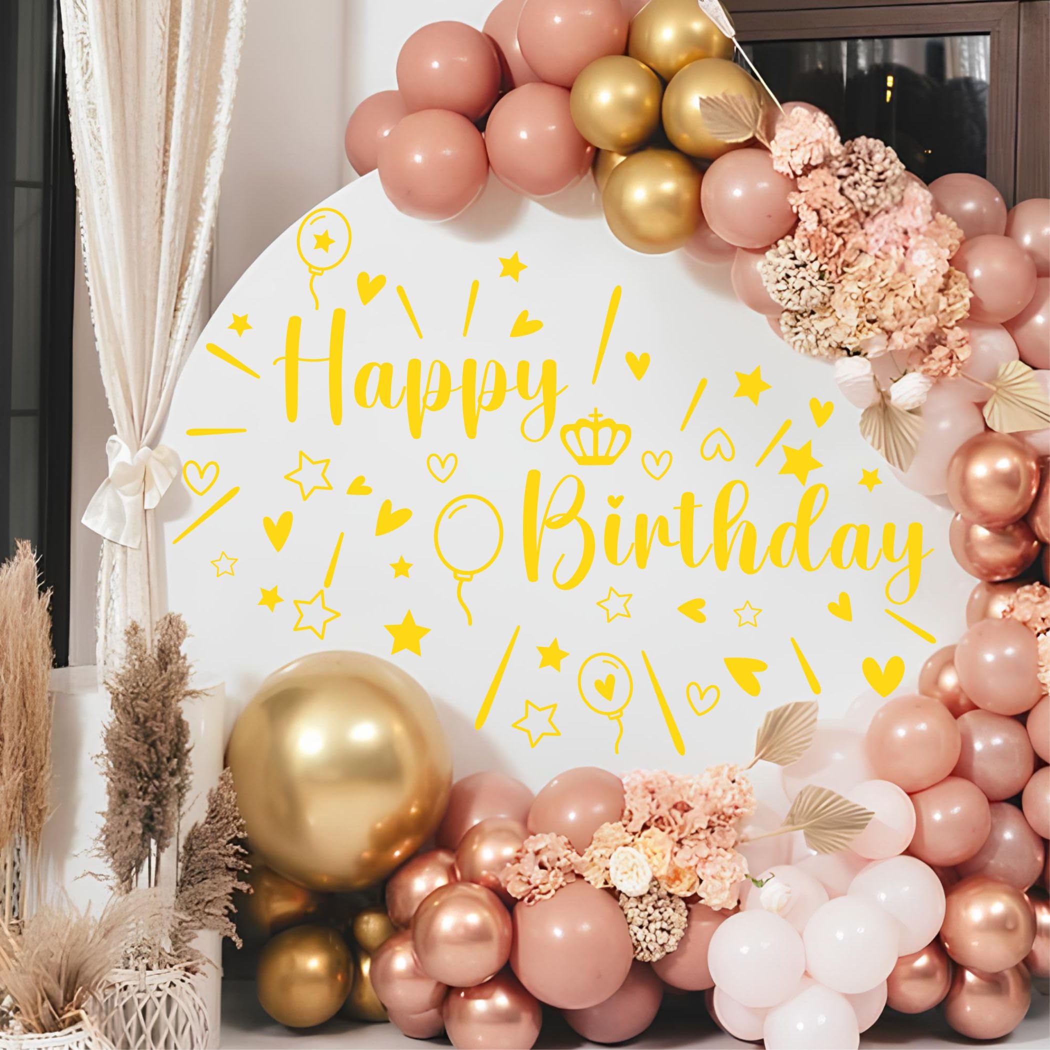 THEYGE wall sticker closeup gold lettering adds instant birthday charm