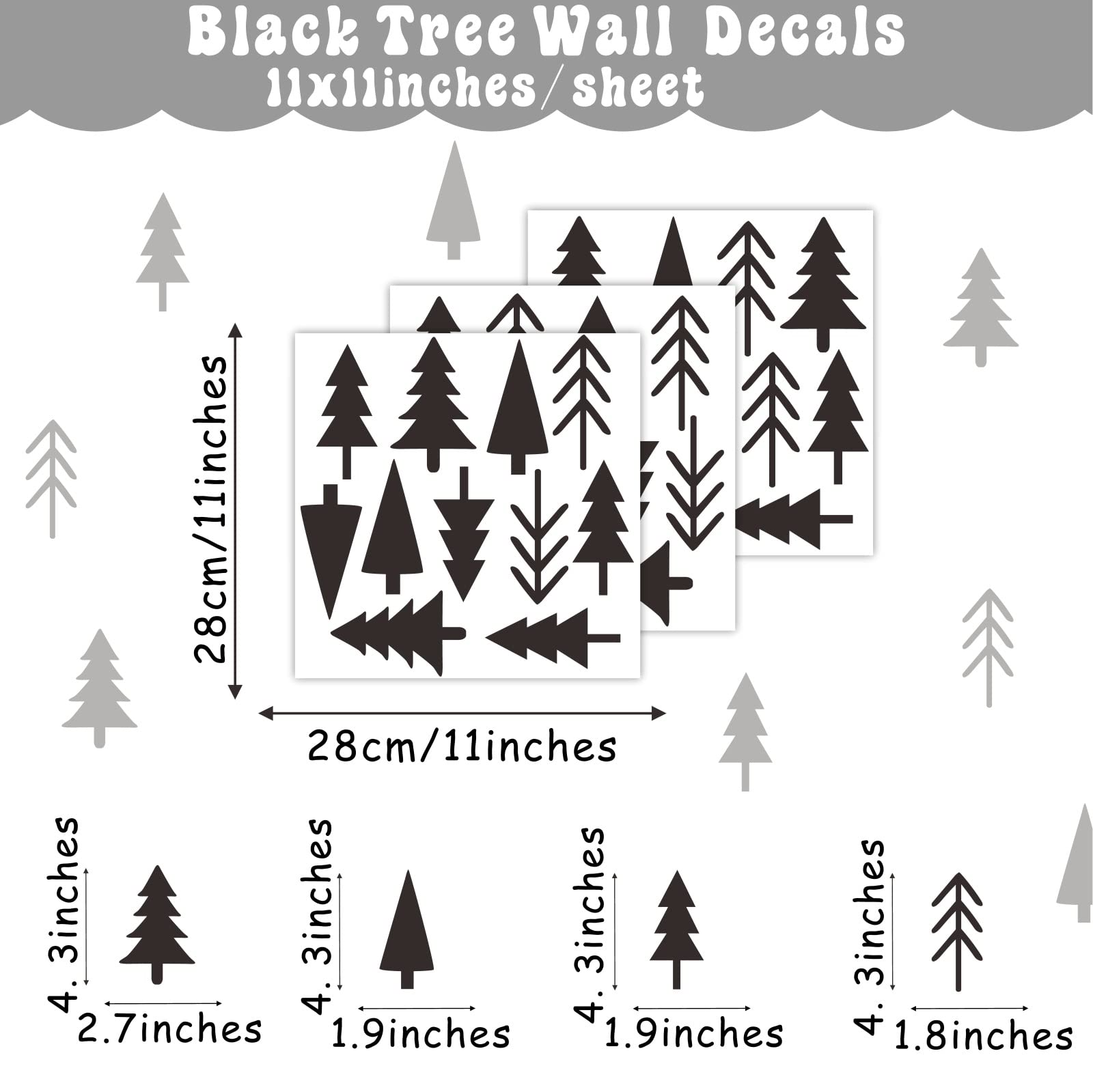 THEYGE pine tree wall decal bedroom decor brings nature-inspired calm to sleeping spaces.