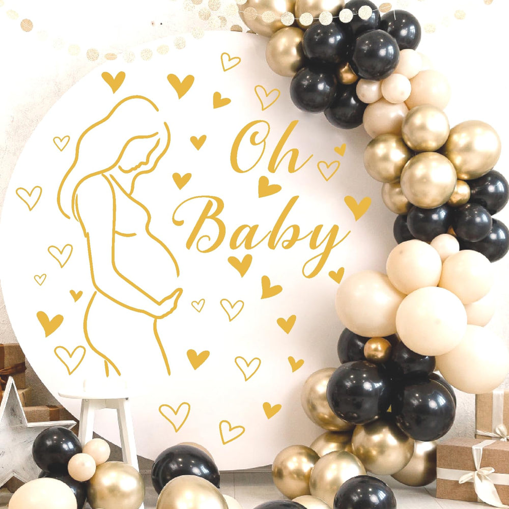 THEYGE-living-room-decoration showcases gold decals for cozy baby shower spaces.