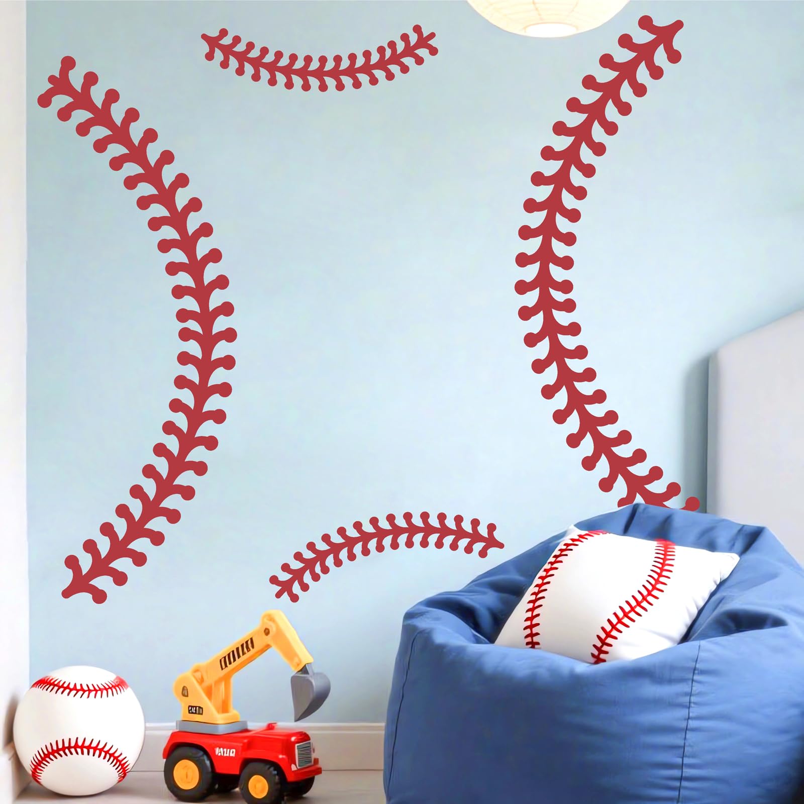 THEYGE red baseball wall art brings focal color to bedrooms and playrooms