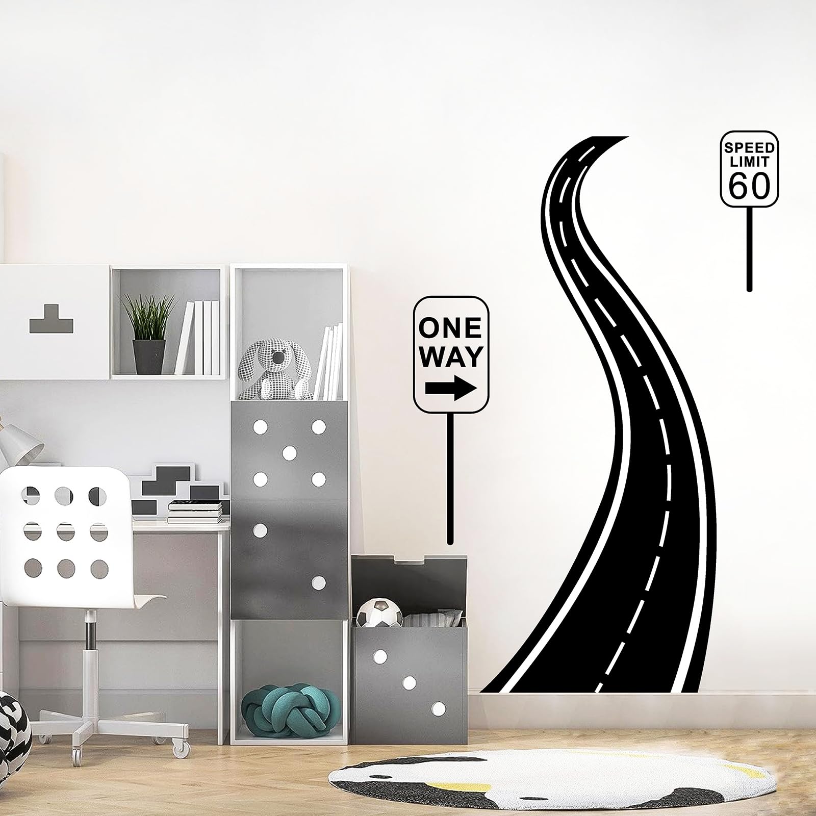 THEYGE road-sign-wall-decals-kids-room-decor-ideas offer a bold, low-commitment decor upgrade.