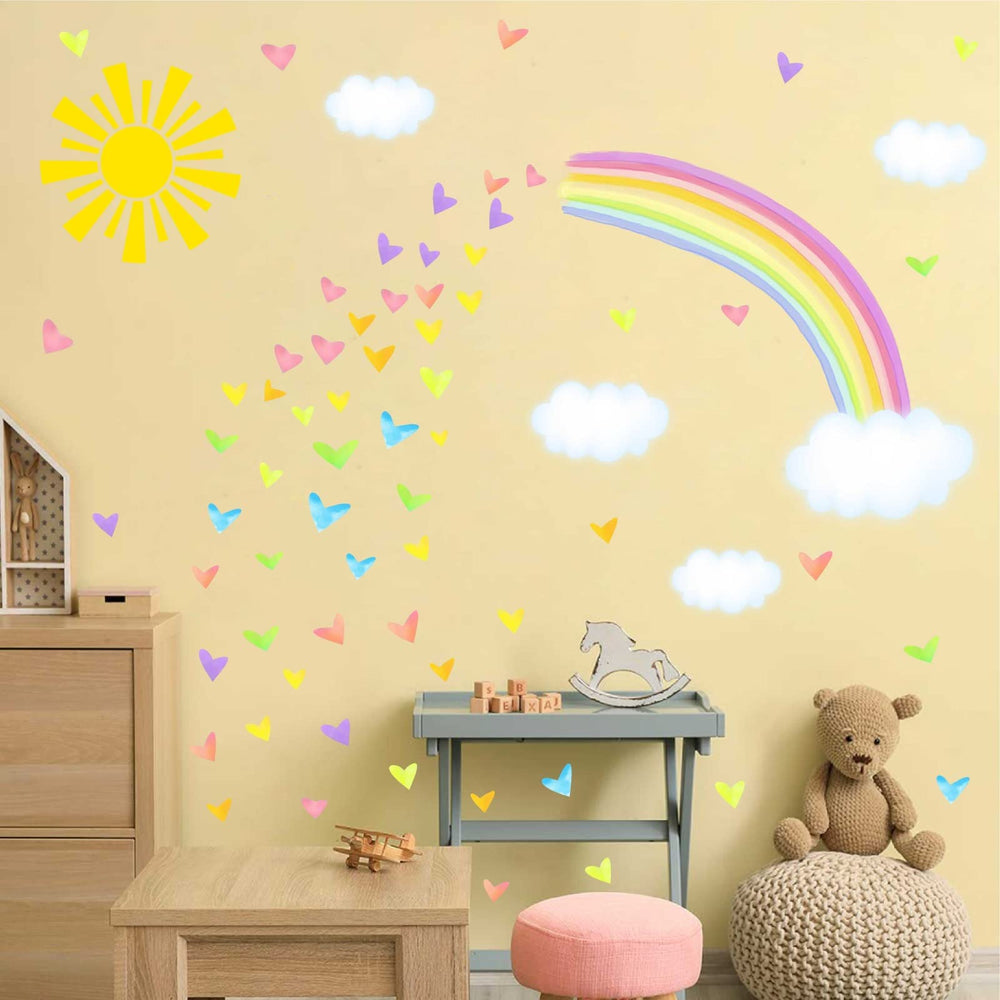 THEYGE watercolor heart wall stickers bring soft, cozy accents to bedrooms.