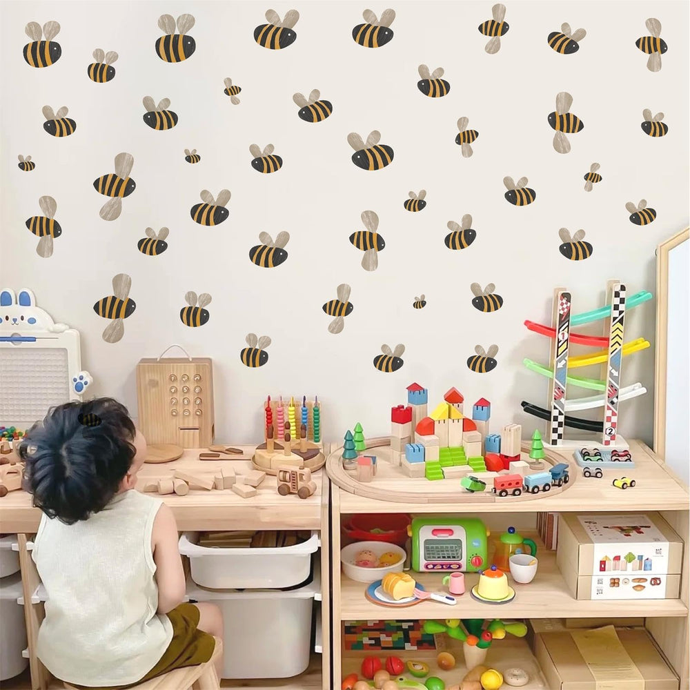 THEYGE waterproof PVC bee stickers durable decor for smooth surfaces