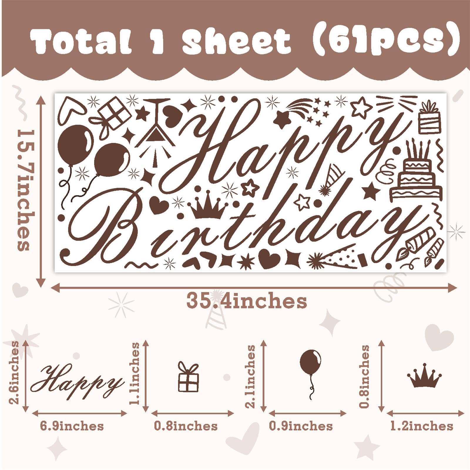 THEYGE waterproof PVC birthday decals resist moisture for versatile indoor use