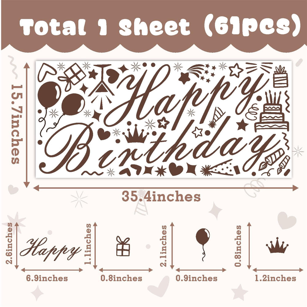 THEYGE waterproof PVC birthday decals resist moisture for versatile indoor use