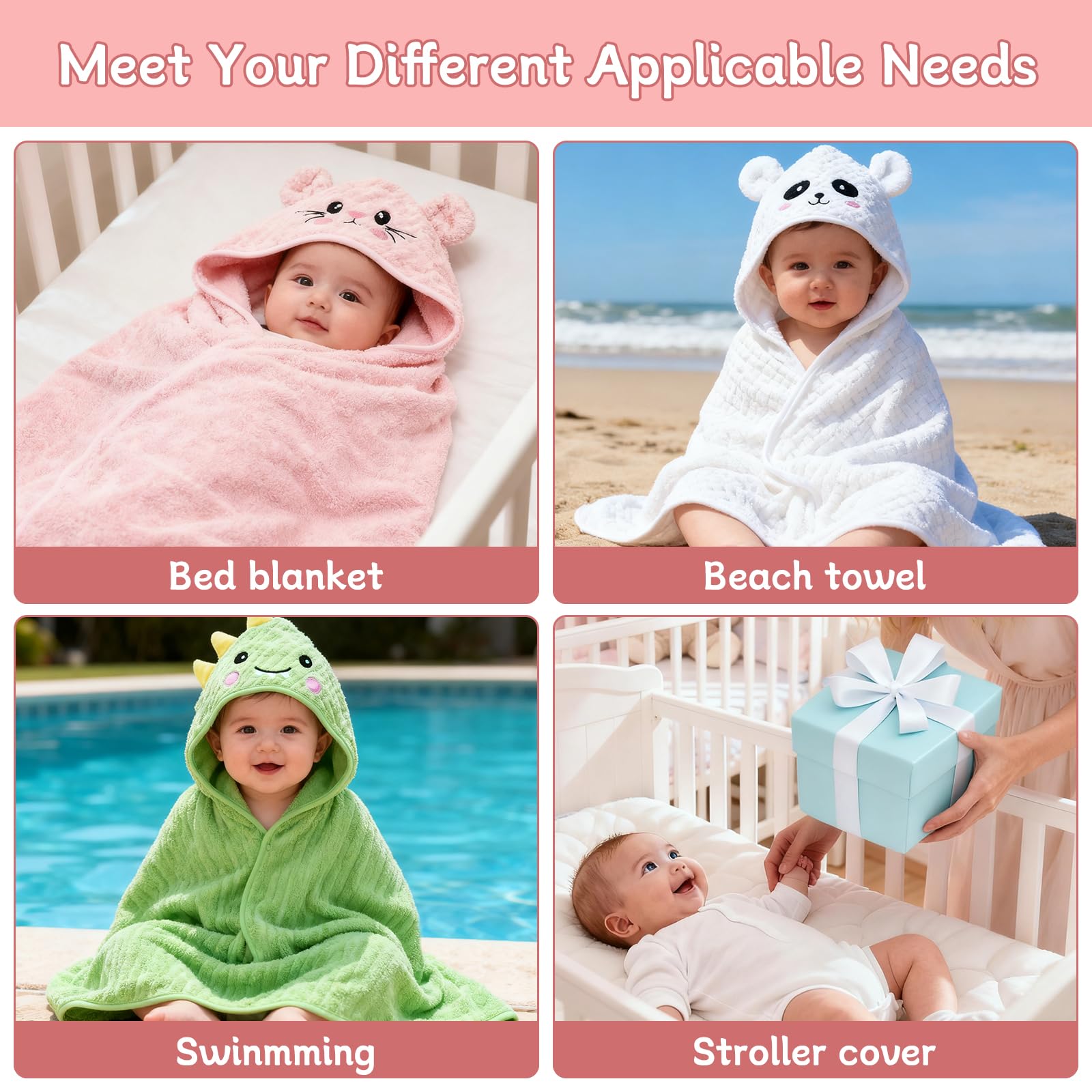 Thickened baby towels set drying-hair — quick-drying towels help reduce chill
