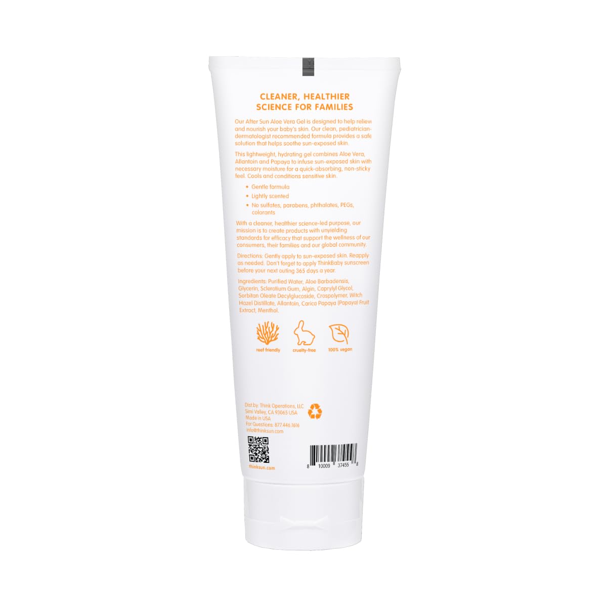 Thinkbaby Aloe Vera After Sun Gel on arm shows easy application and hydration for sensitive skin.