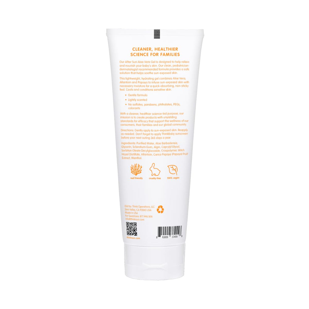 Thinkbaby Aloe Vera After Sun Gel on arm shows easy application and hydration for sensitive skin.