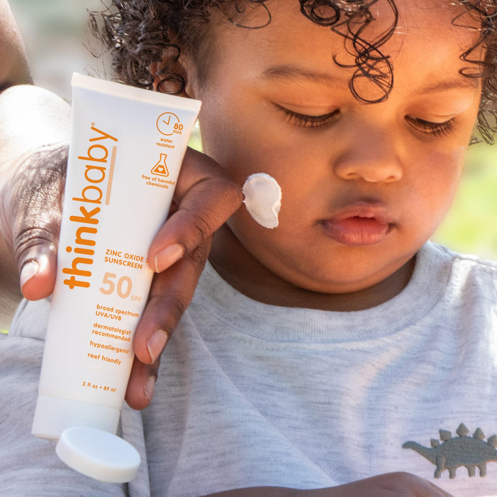 Thinkbaby reef-safe logo highlights ocean-friendly sunscreen care