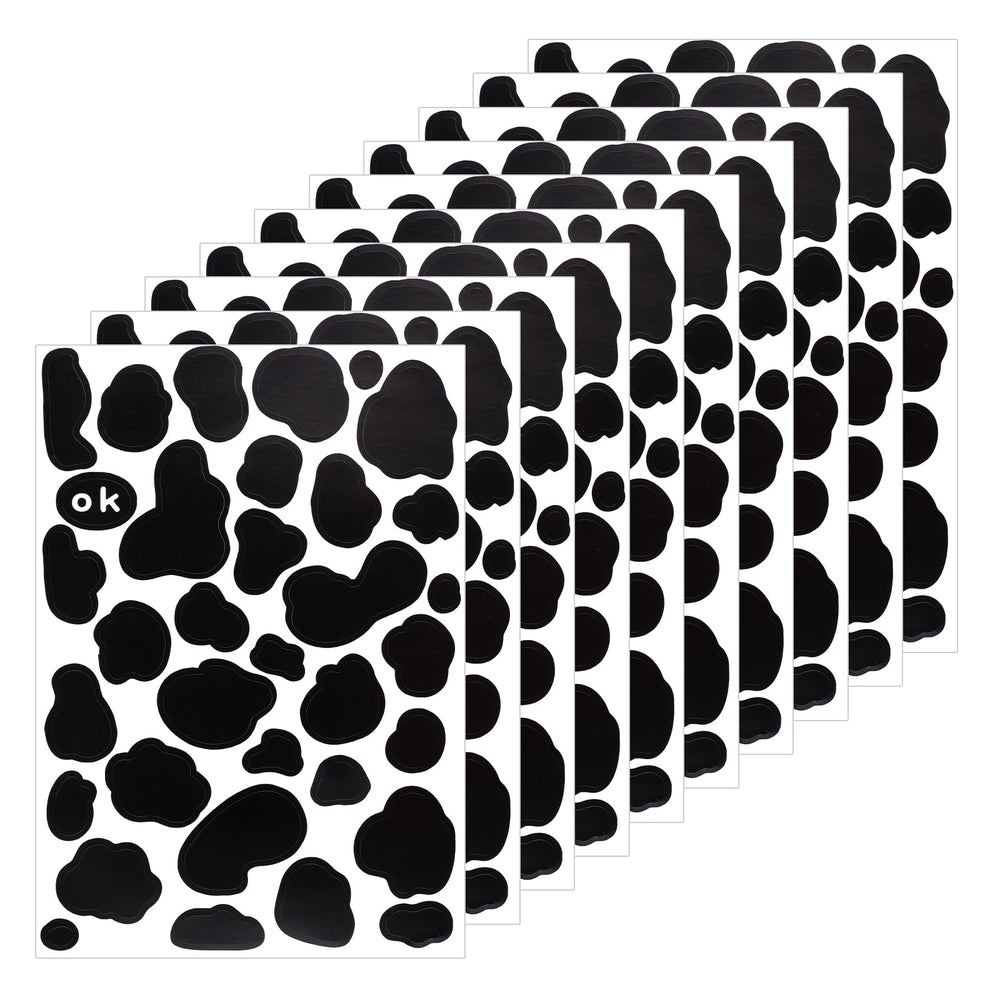 Thinp cow print stickers sheet close-up showcasing durable vinyl finish for long-lasting decor.